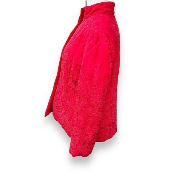 Vintage J Jill Red Silk Jacket Mandarin Collar Size Medium - Picture 3 of 12